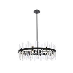 Serena 32 inch crystal round chandelier in black