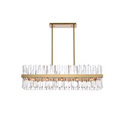 Serephina 42 inch crystal rectangle chandelier light in satin gold