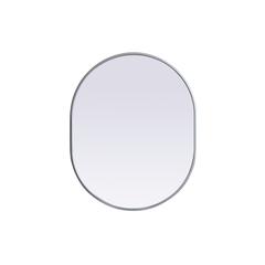 Metal Frame Oval Mirror 24x30 Inch in Silver