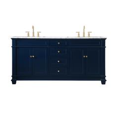 72 inch Double Bathroom Vanity set in Blue