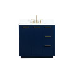 36 inch Single bathroom vanity in blue with backsplash