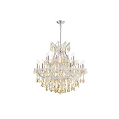 Maria Theresa 24 light Chrome Chandelier Golden Teak (Smoky) Royal Cut Crystal