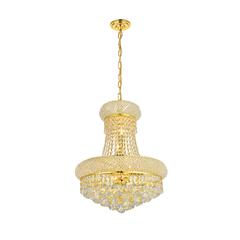 Primo 8 light Gold Pendant Clear Royal Cut Crystal