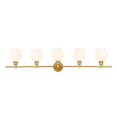 Gene 5 light Brass and Frosted white glass Wall sconce