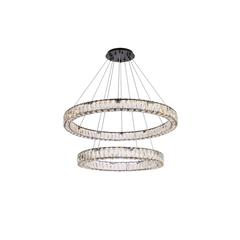 Monroe 36 inch LED double ring chandelier in black