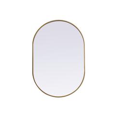 Metal Frame Oval Mirror 27x40 Inch in Brass