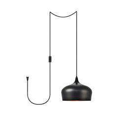 Nora 1 Light Black plug-in pendant