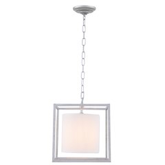 Mirin 1 Light Vintage Silver And White Shade Pendant