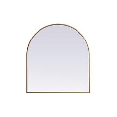 Metal Frame Arch Mirror 33x36 Inch in Brass