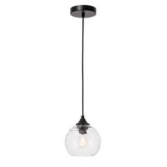 Cashel 1 light Black and Clear glass pendant