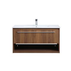 36 inch  Single Bathroom Floating Vanity in Walnut Brown