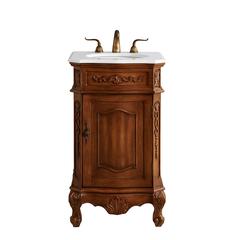 21 inch Single Bathroom vanity in Teak Color with ivory white engineered marble