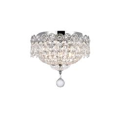Century 3 light Chrome Flush Mount Clear Royal Cut Crystal