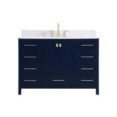 48 inch Single Bathroom Vanity in Blue with Backsplash