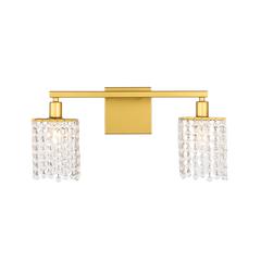 Phineas 2 light Brass and Clear Crystals wall sconce