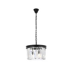 Sydney 3 light Matte Black Pendant Clear Royal Cut Crystal