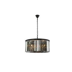 Sydney 8 light Matte Black Chandelier Silver Shade (Grey) Royal Cut Crystal