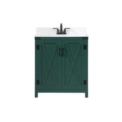30 inch Single bathroom vanity in green with backsplash