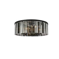 Sydney 10 light Matte Black Flush Mount Silver Shade (Grey) Royal Cut Crystal