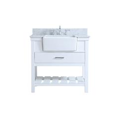 36 inch Single bathroom vanity in white with backsplash