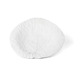 White Cabbage Leaf Ceramic Serving Platter, 20in Dia.