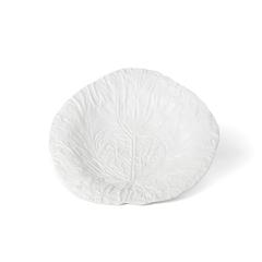 White Cabbage Leaf Ceramic Charger, 14in Dia.