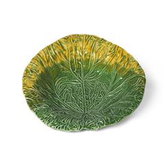 Green Cabbage Leaf Ceramic Serving Platter, 20in Dia.