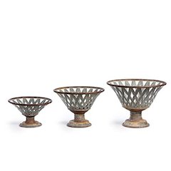 Woven Metal Footed Bowl, Set of 3