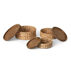 Woven Water Hyacinth Round Storage Basket, Set of 3