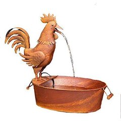 Folk Art Rooster Fountain