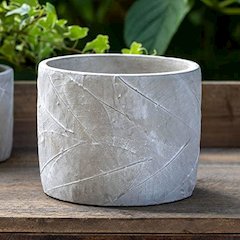 Leaf Embossed Cement Pot, Large