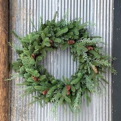 Mixed Evergreen Wreath with LED Lights