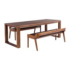 Rasmus 3pc Dining Set - Chestnut Wire-Brush Finish