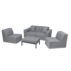 4 Place Seating  Gray Compressed Foam Sectional Sofa and Ottoman Set