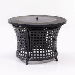 Round Outdoor Propane Gas Fire Pit Table 8,000 BTU Propane with Lava Rock Filler