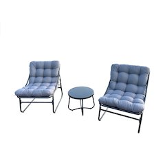 Outdoor Modular Bistro Set with Gray Cushion Set