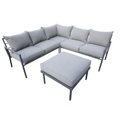 5 Place Seating Outdoor Gray Sofa and Ottoman Set
