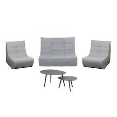 5 Piece Gray Outdoor Compressed Foam Loveseat Sofa Chairs and Table Set