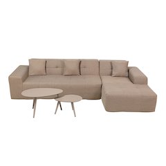 4 Piece Brown Outdoor Compressed Foam Sectional Sofa Lounger and Table Set