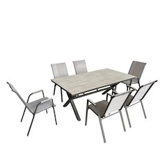 Deko Living 7 Piece Brown Outdoor Dining Chairs and Table Set