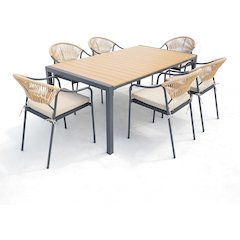 2 Place Grey Outdoor Aluminum Round Patio Dining Table and Stackable Chairs Set