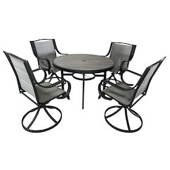 4 Place Seating Outdoor Patio Dining Table and Swivel Chairs Set