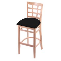 3130 30" Bar Stool with Natural Finish and Black Vinyl Seat