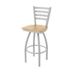 410 Jackie 36" Swivel Bar Stool with Anodized Nickel Finish and Natural Oak Seat
