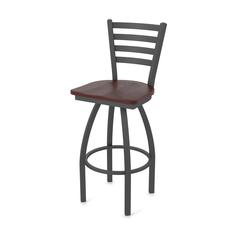 410 Jackie 36" Swivel Bar Stool with Pewter Finish and Dark Cherry Oak Seat