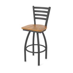 410 Jackie 36" Swivel Bar Stool with Pewter Finish and Medium Oak Seat