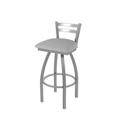 411 Jackie Low Back Stainless Steel 30" Swivel Bar Stool with Canter Folkstone Grey Seat
