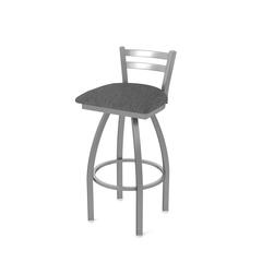 411 Jackie Low Back Stainless Steel 30" Swivel Bar Stool with Graph Coal Seat
