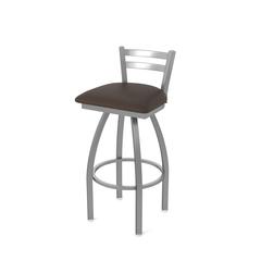 411 Jackie Low Back Stainless Steel 30" Swivel Bar Stool with Rein Coffee Seat