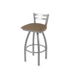 411 Jackie Low Back Stainless Steel 30" Swivel Bar Stool with Rein Thatch Seat